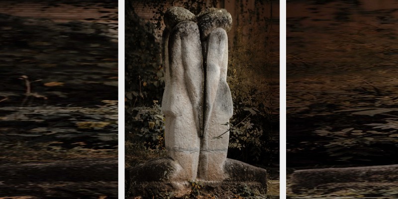 Skulptur - die zeigt wie sich ein Paar direkt gegenüber stehen